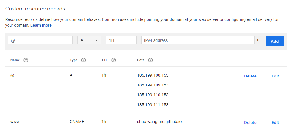 GitHub Pages自定义域名DNS配置